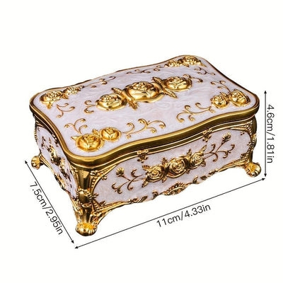 Pearl Enamel Jewelry Box, Red Enamel Jewelry Box, Gold-Plated Jewelry Box, Home Decor, Jewelry Storage, Luxury Gift, Australian Gift, Dressing Table Decor - White - Size L