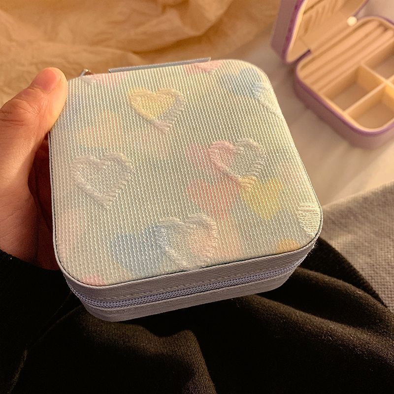 heart shaped jewelry box, jewelry storage, ring compartments, earring storage, anti oxidation jewelry box, travel jewelry box, jewellery organiser, gift for her - Blue - Size pu