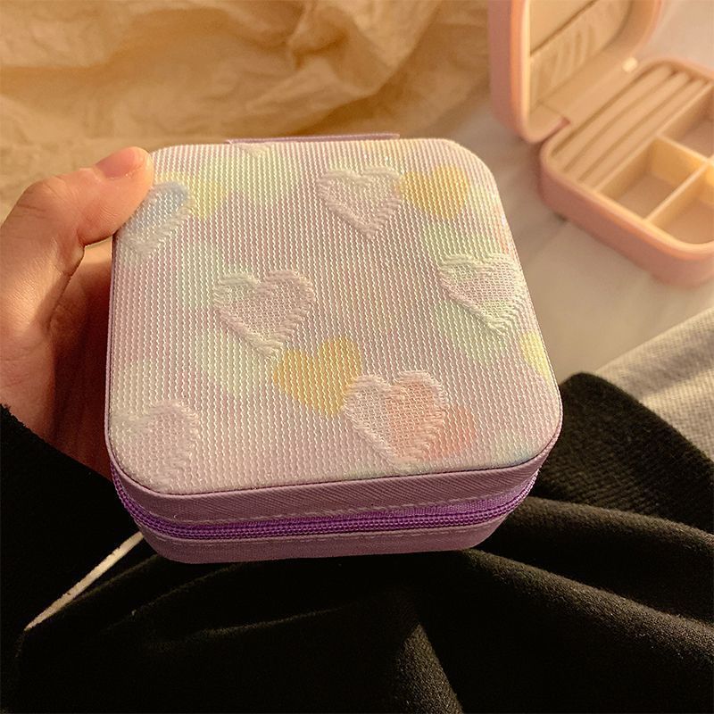 heart shaped jewelry box, jewelry storage, ring compartments, earring storage, anti oxidation jewelry box, travel jewelry box, jewellery organiser, gift for her - Purple - Size pu