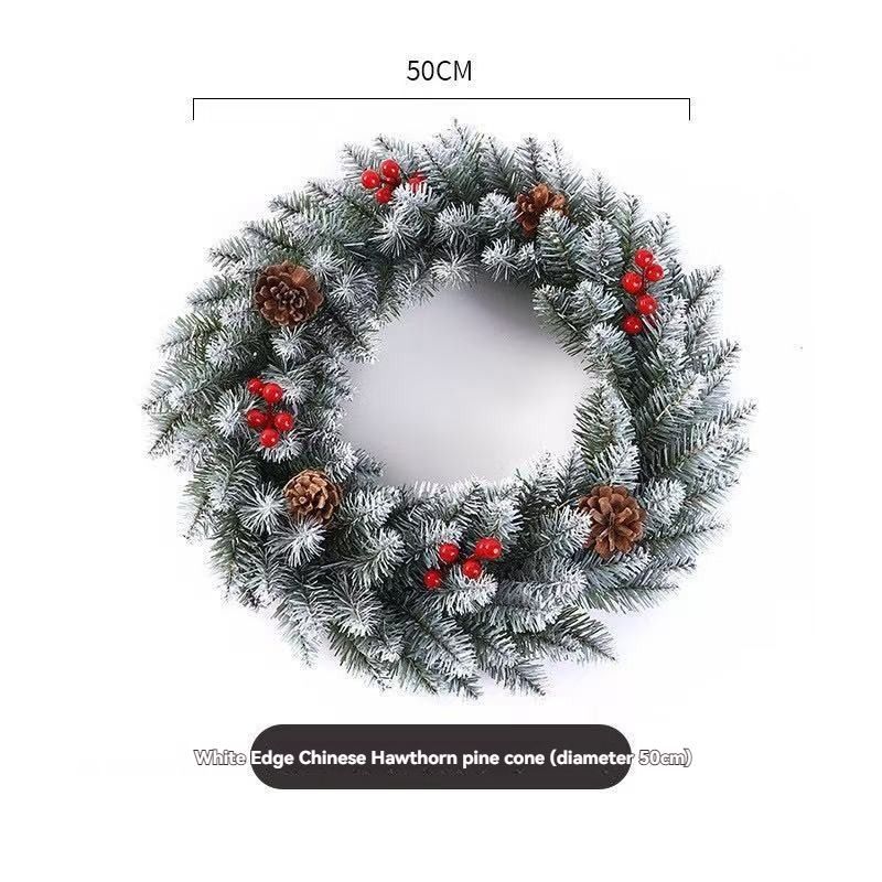 Christmas wreath, artificial wreath, red berries, pine cones, 30CM wreath, Christmas decoration, festive home decor, wreath for door, holiday centrepiece - White - Size 50CM