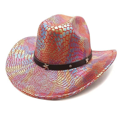 iridescent cowboy hat, party hat, autumn winter hat, unisex wide brim hat, Halloween costume hat, western themed hat, iridescent accessories, mens womens costume hat - 11 - Size M