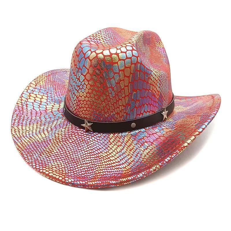 iridescent cowboy hat, party hat, autumn winter hat, unisex wide brim hat, Halloween costume hat, western themed hat, iridescent accessories, mens womens costume hat - 11 - Size M