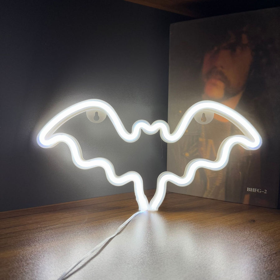 Bat LED Neon Light - White - Size M