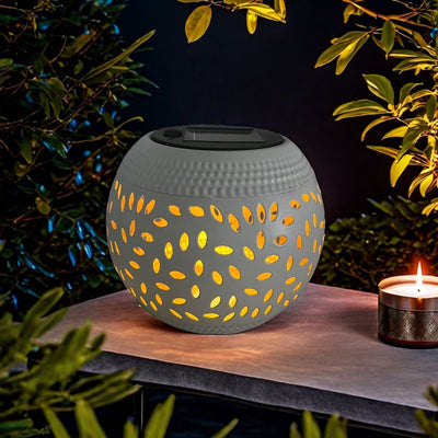 solar lamp, outdoor solar light, iron hollow out lamp, courtyard decor, garden lighting, camping light, landscape lamp, Christmas decoration, eco-friendly light - White - Size L