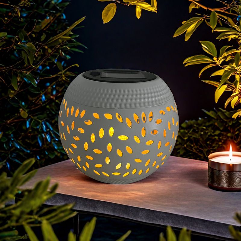 solar lamp, outdoor solar light, iron hollow out lamp, courtyard decor, garden lighting, camping light, landscape lamp, Christmas decoration, eco-friendly light - White - Size L