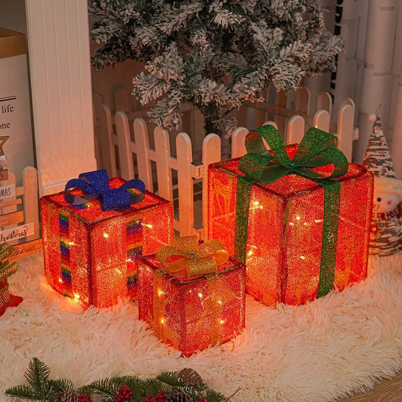 Christmas gift box, LED decorative lights, holiday decor, festive room decoration, battery operated Christmas lights, gift box lights, Australian Christmas decorations - Christmas - Size 2