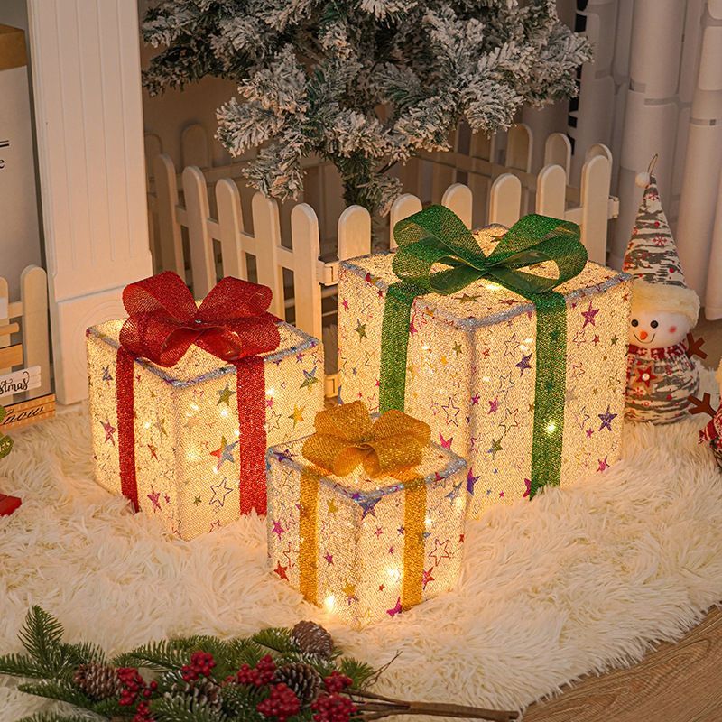 Christmas gift box, LED decorative lights, holiday decor, festive room decoration, battery operated Christmas lights, gift box lights, Australian Christmas decorations - Christmas - Size 5