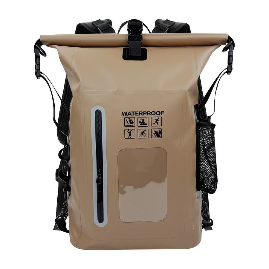 waterproof backpack, dry-wet separation, outdoor sports backpack, fishing backpack, camping backpack, canyoning backpack, swimming backpack, rafting backpack, waterproof gear, Australia outdoor backpack, hiking backpack water resistant - Camel - Size 25L