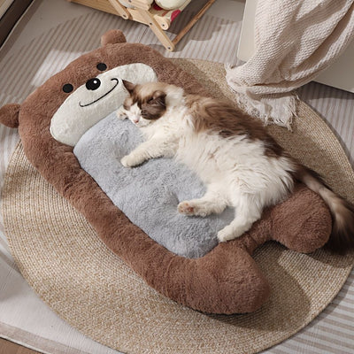 dog bed, bear shaped dog bed, thickened dog bed, enlarged dog bed, all season dog bed, comfortable dog bed, Australia, soft plush dog bed, machine washable dog bed - Dark coffee color - Size M-5kg