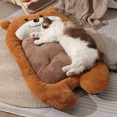 dog bed, bear shaped dog bed, thickened dog bed, enlarged dog bed, all season dog bed, comfortable dog bed, Australia, soft plush dog bed, machine washable dog bed - Light coffee color - Size M-5kg