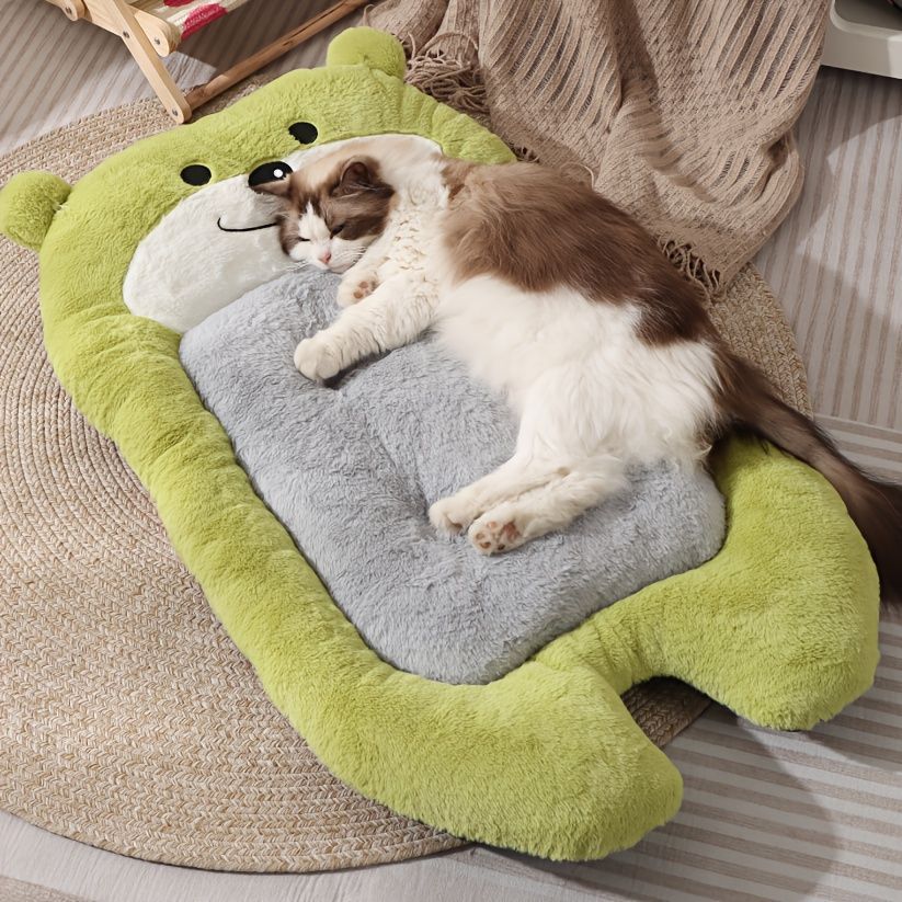 dog bed, bear shaped dog bed, thickened dog bed, enlarged dog bed, all season dog bed, comfortable dog bed, Australia, soft plush dog bed, machine washable dog bed - light green - Size M-5kg