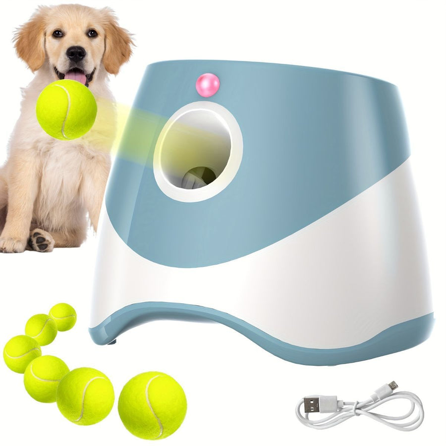 automatic dog ball launcher, dog ball thrower, rechargeable dog ball thrower, interactive dog toy, dog tennis ball launcher, fetch toy for dogs, indoor dog toy, outdoor dog toy, high energy dog toy, Australian dog toy - Blue - Size L