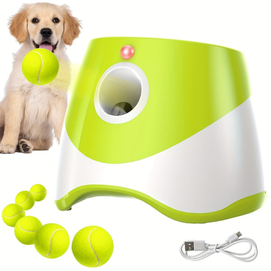 automatic dog ball launcher, dog ball thrower, rechargeable dog ball thrower, interactive dog toy, dog tennis ball launcher, fetch toy for dogs, indoor dog toy, outdoor dog toy, high energy dog toy, Australian dog toy - Green - Size L
