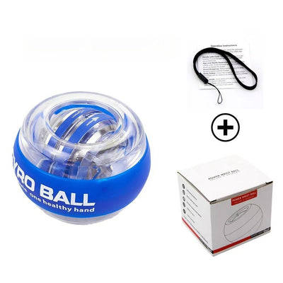 wrist strength gyro ball, self-starting gyro ball, hand and arm trainer, grip strengthener, forearm exerciser, home fitness equipment, office workout tool, carpal tunnel prevention, Australian fitness - Blue - Size There is a light