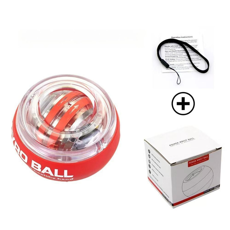 wrist strength gyro ball, self-starting gyro ball, hand and arm trainer, grip strengthener, forearm exerciser, home fitness equipment, office workout tool, carpal tunnel prevention, Australian fitness - Red - Size No light