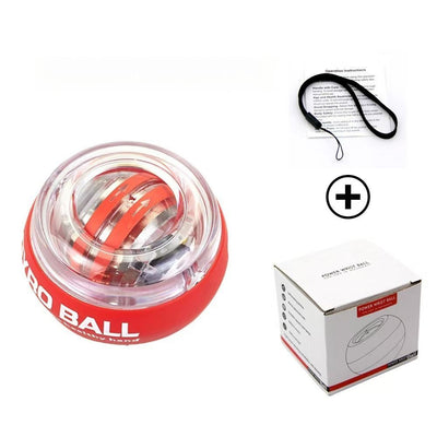 wrist strength gyro ball, self-starting gyro ball, hand and arm trainer, grip strengthener, forearm exerciser, home fitness equipment, office workout tool, carpal tunnel prevention, Australian fitness - Red - Size There is a light