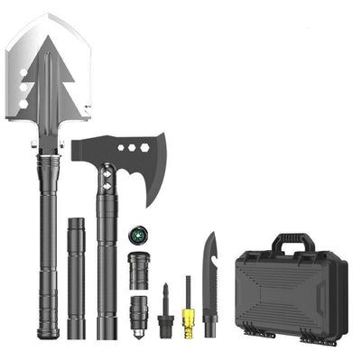 multifunctional entrenching shovel, axe set, outdoor camping, folding shovel, vehicle mounted tool, emergency kit, Australian outback, hiking tool, digging axe, bushcraft gear - Black - Size 3SD14X-2-F8W