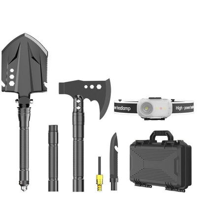 multifunctional entrenching shovel, axe set, outdoor camping, folding shovel, vehicle mounted tool, emergency kit, Australian outback, hiking tool, digging axe, bushcraft gear - Black - Size 5SD14-26JD