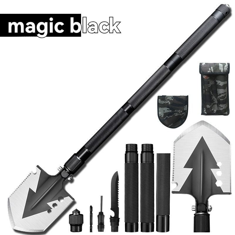 multifunctional military shovel, outdoor folding shovel, survival gear, heavy-duty spade, camping tool, hiking shovel, Australian outdoor gear, detachable shovel, emergency tool - Black - Size 112CM