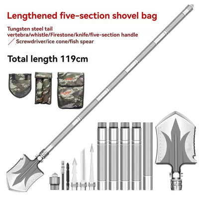 multifunctional military shovel, outdoor folding shovel, survival gear, heavy-duty spade, camping tool, hiking shovel, Australian outdoor gear, detachable shovel, emergency tool - Silver - Size 112CM