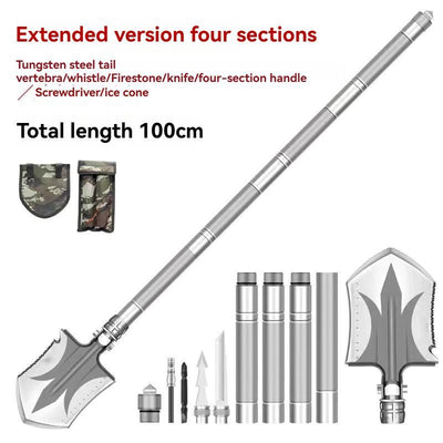 multifunctional military shovel, outdoor folding shovel, survival gear, heavy-duty spade, camping tool, hiking shovel, Australian outdoor gear, detachable shovel, emergency tool - Silver - Size 96CM