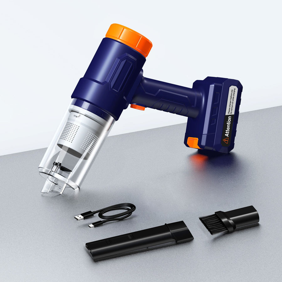 cordless car vacuum, handheld car vacuum, detachable battery vacuum, strong suction car vacuum, car cleaning, car vacuum Australia, portable vacuum cleaner, car interior cleaner - Blue orange - Size L