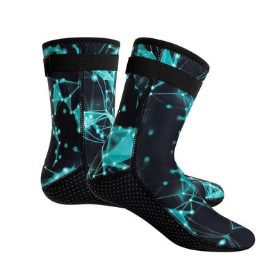 unisex diving socks, 3MM neoprene socks, mid-calf diving socks, hook-and-loop diving socks, water sports socks, diving snorkeling socks, beach volleyball socks, Australia diving gear, neoprene socks for men and women - Green - Size XXS