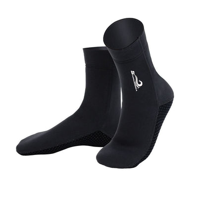 unisex diving socks, 3MM neoprene socks, mid-calf diving socks, hook-and-loop diving socks, water sports socks, diving snorkeling socks, beach volleyball socks, Australia diving gear, neoprene socks for men and women - Black - Size L