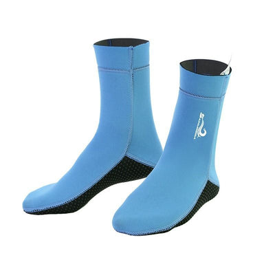 unisex diving socks, 3MM neoprene socks, mid-calf diving socks, hook-and-loop diving socks, water sports socks, diving snorkeling socks, beach volleyball socks, Australia diving gear, neoprene socks for men and women - Cyan - Size XXL