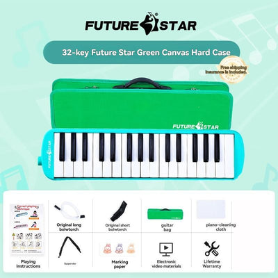 32-key melodica, student melodica, children melodica, beginner musical instrument, classroom instrument, melodica with blow-tube, melodica with mouthpiece, kids keyboard harmonica, school music supply, melodica for kids Australia - Green - Size 32