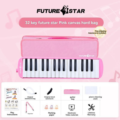32-key melodica, student melodica, children melodica, beginner musical instrument, classroom instrument, melodica with blow-tube, melodica with mouthpiece, kids keyboard harmonica, school music supply, melodica for kids Australia - Pink - Size 32