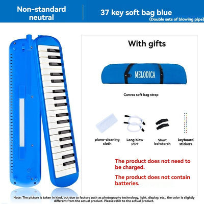 37-key mouth blown pipe, classroom musical instrument, blowing nozzle, base support, drainage function, Australian music education, classroom pipe with drainage, easy play wind instrument - Blue - Size 37
