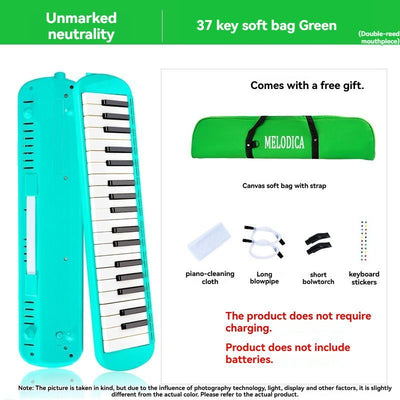 37-key mouth blown pipe, classroom musical instrument, blowing nozzle, base support, drainage function, Australian music education, classroom pipe with drainage, easy play wind instrument - Green - Size 37