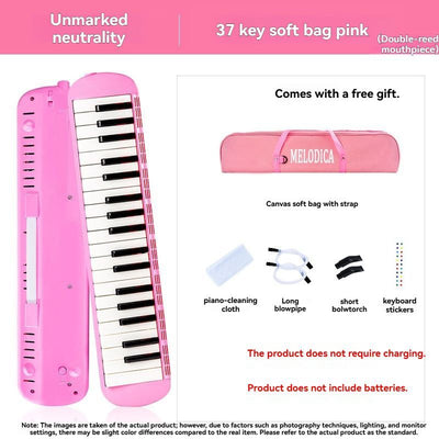 37-key mouth blown pipe, classroom musical instrument, blowing nozzle, base support, drainage function, Australian music education, classroom pipe with drainage, easy play wind instrument - Pink - Size 37