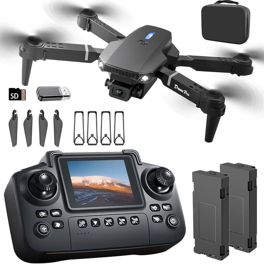 S2 MAX drone, dual-camera drone, upgraded remote control, ESC camera, long-lasting battery, 360° intelligent infrared flight, flying toy, drone gift, beginner drone, FPV drone - Black - Size Three batteries