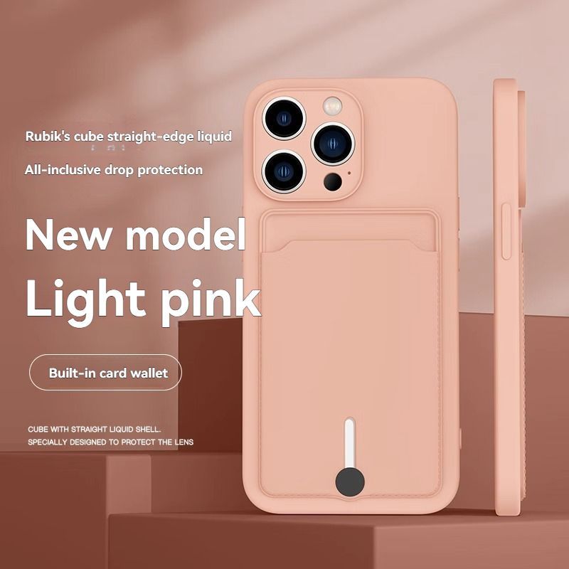 iPhone card holder case, built-in wallet phone case, midnight black phone case, drop protection case, iPhone wallet case Australia, Rubik's cube design case - Pink - Size iPhone 16
