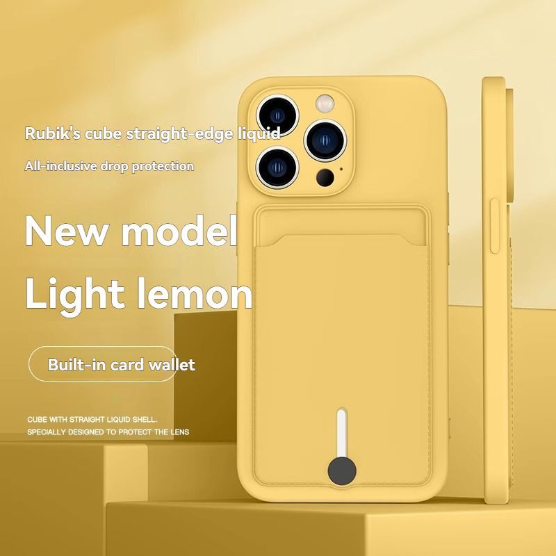 iPhone card holder case, built-in wallet phone case, midnight black phone case, drop protection case, iPhone wallet case Australia, Rubik's cube design case - Yellow - Size iPhone17pro