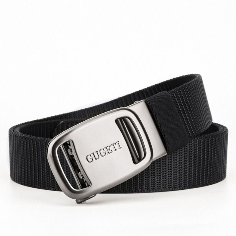 men's belt, outdoor sports belt, canvas belt, alloy automatic buckle, men's accessory, Australian belt, automatic belt men, casual belt, durable belt, travel belt - Black - Size 120cm-47.2in