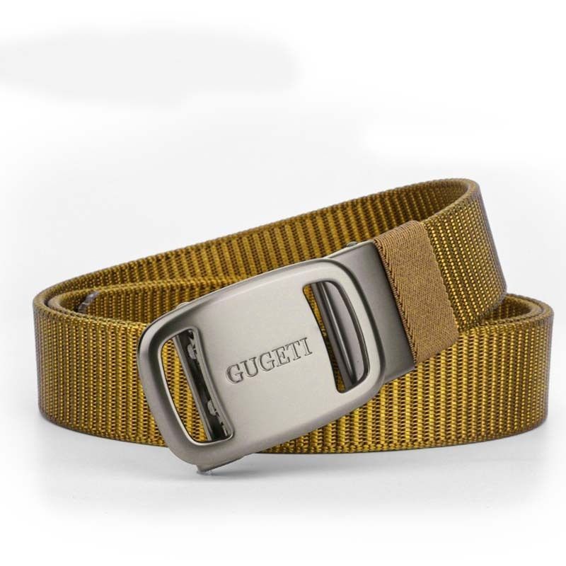 men's belt, outdoor sports belt, canvas belt, alloy automatic buckle, men's accessory, Australian belt, automatic belt men, casual belt, durable belt, travel belt - Brown - Size 150cm-59in