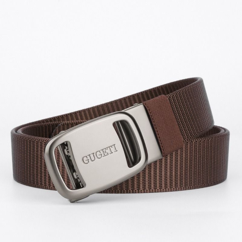 men's belt, outdoor sports belt, canvas belt, alloy automatic buckle, men's accessory, Australian belt, automatic belt men, casual belt, durable belt, travel belt - Dark Brown - Size 150cm-59in