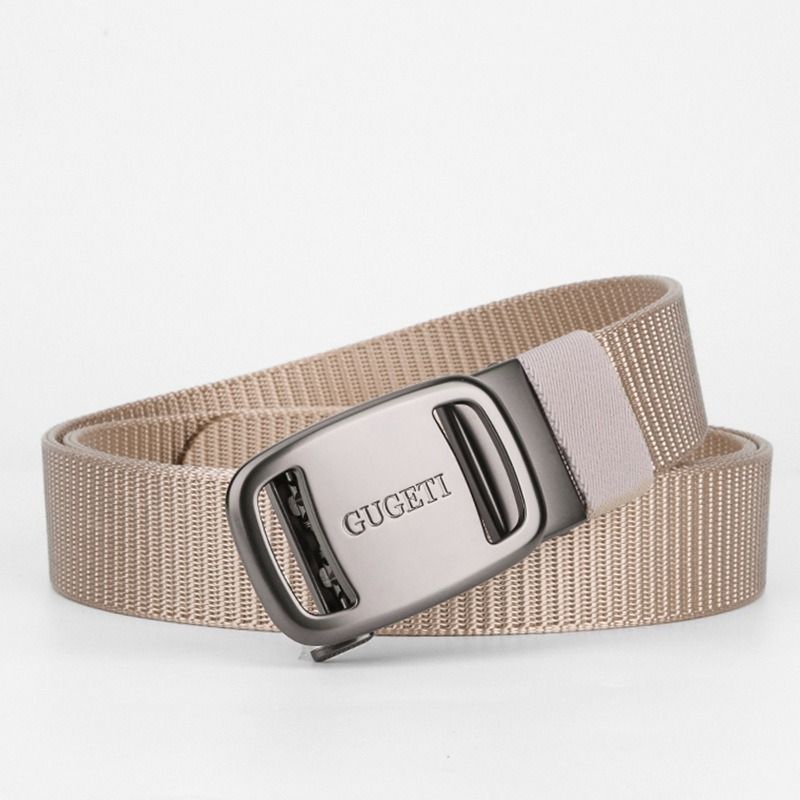 men's belt, outdoor sports belt, canvas belt, alloy automatic buckle, men's accessory, Australian belt, automatic belt men, casual belt, durable belt, travel belt - Khaki - Size 150cm-59in