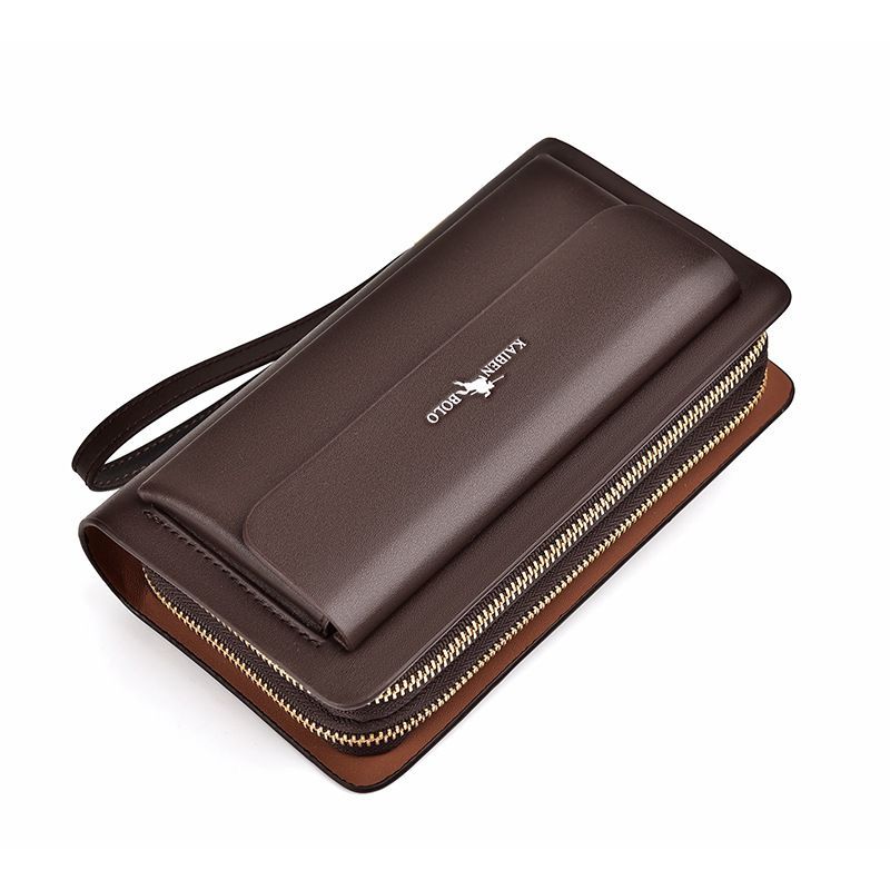 men's handheld wallet, multi-compartment wallet, card holder wallet, large capacity wallet, Australian men's accessories - Dark Brown - Size M