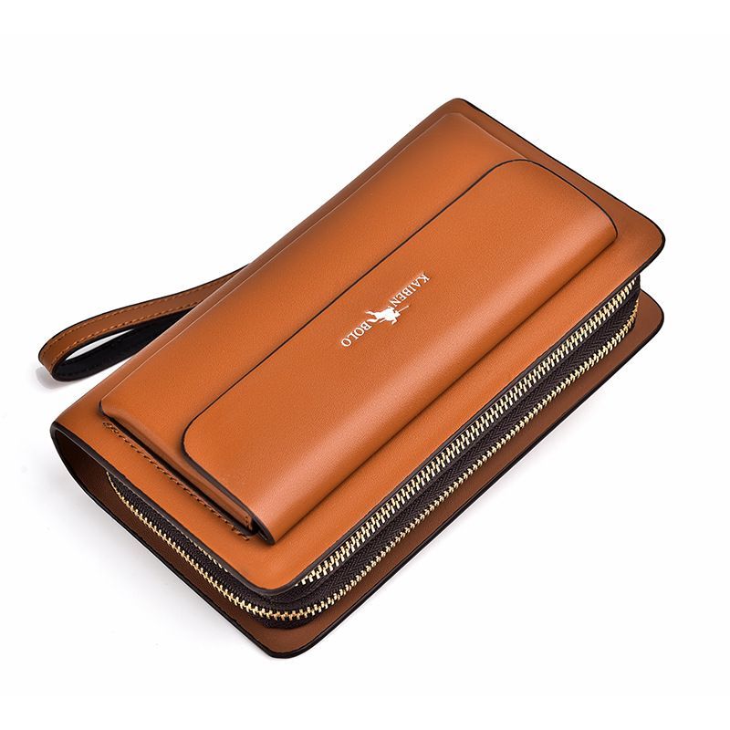 men's handheld wallet, multi-compartment wallet, card holder wallet, large capacity wallet, Australian men's accessories - Light Brown - Size M