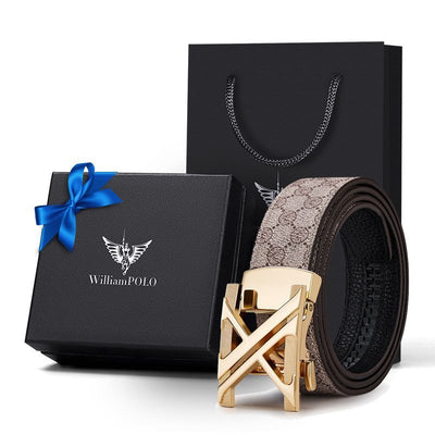 men's belt, genuine leather belt, alloy buckle belt, all-matching belt, premium men's accessories, Australian men's fashion, casual belt, formal belt, leather accessories - Golden Khaki - Size 120cm-47.2in