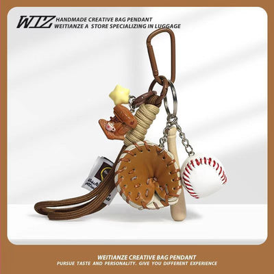 Miu-Style Baseball-Themed Couple Bag & Key Chain - baseball - Size 2