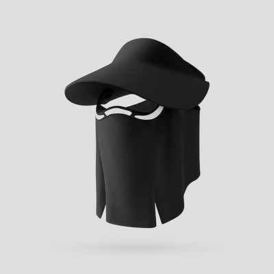sun protection hat, detachable face mask hat, outdoor sports hat, lightweight sun hat, breathable hat, neck covering hat, foldable hat, unisex summer hat - Black - Size L