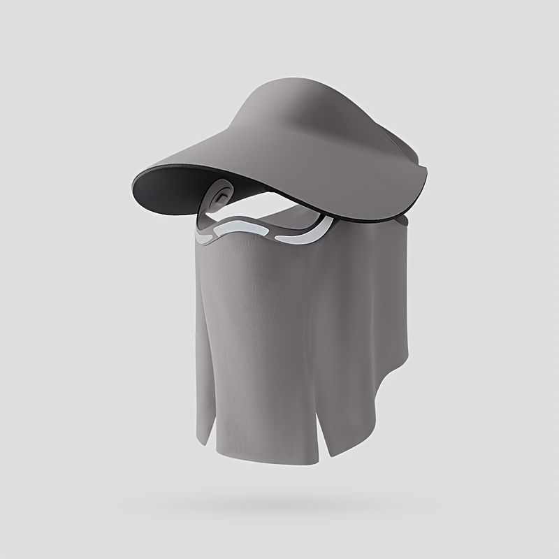 sun protection hat, detachable face mask hat, outdoor sports hat, lightweight sun hat, breathable hat, neck covering hat, foldable hat, unisex summer hat - Gray - Size L