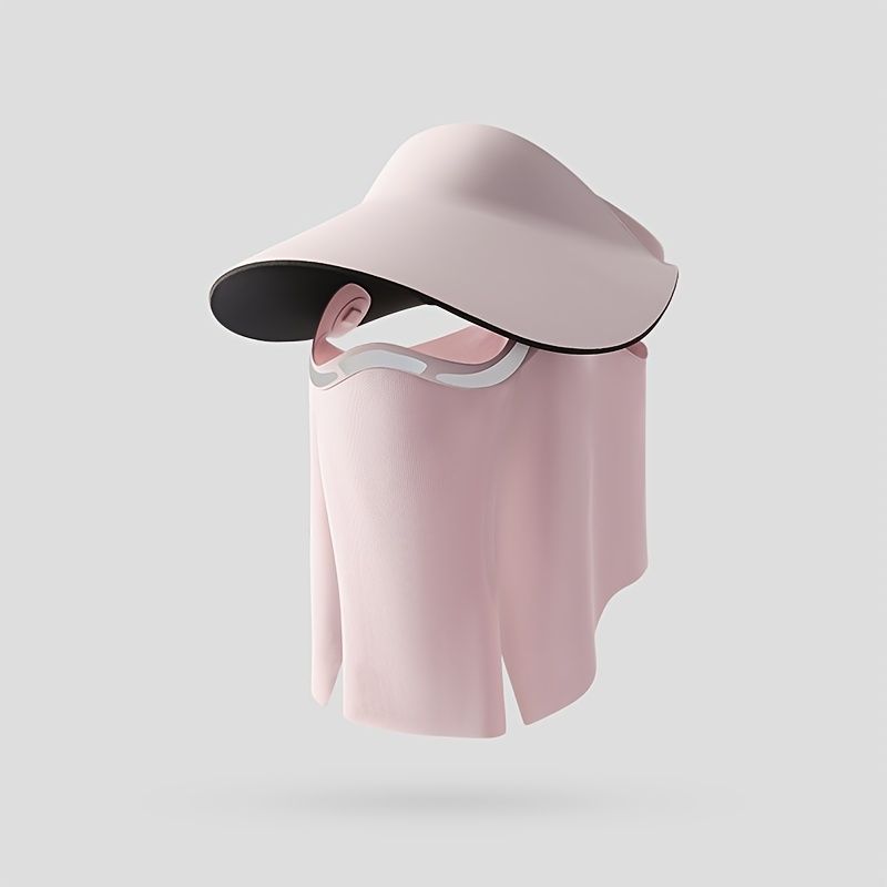 sun protection hat, detachable face mask hat, outdoor sports hat, lightweight sun hat, breathable hat, neck covering hat, foldable hat, unisex summer hat - Pink - Size L