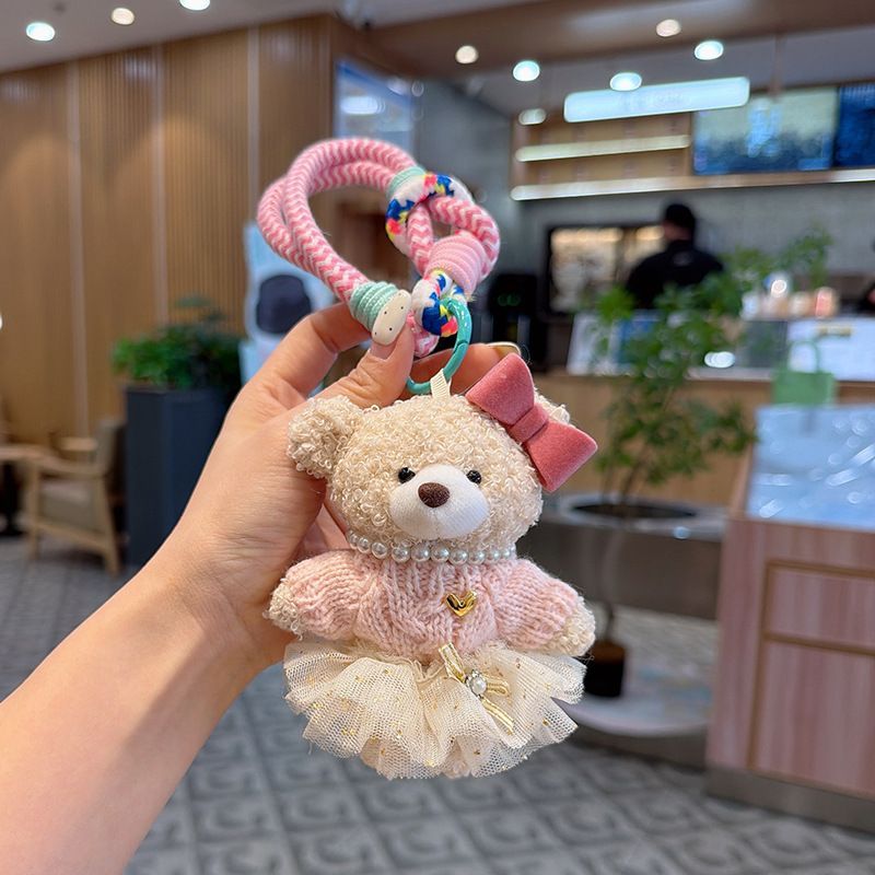 teddy bear keychain, cute accessories, fashion keychain, bow keychain, skirted teddy keychain, gift idea, Australian accessories - Pink - Size 1