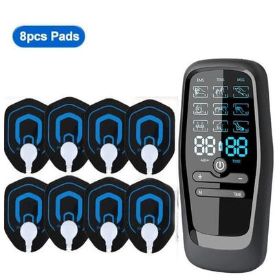 Electric Massager 8 Pads 9 Modes Type-C Charging Muscle Relaxer Pain Relief - Black - Size 01